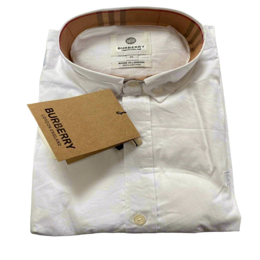 Classic Burberry Long Sleeve Button Down Cotton Shirt White