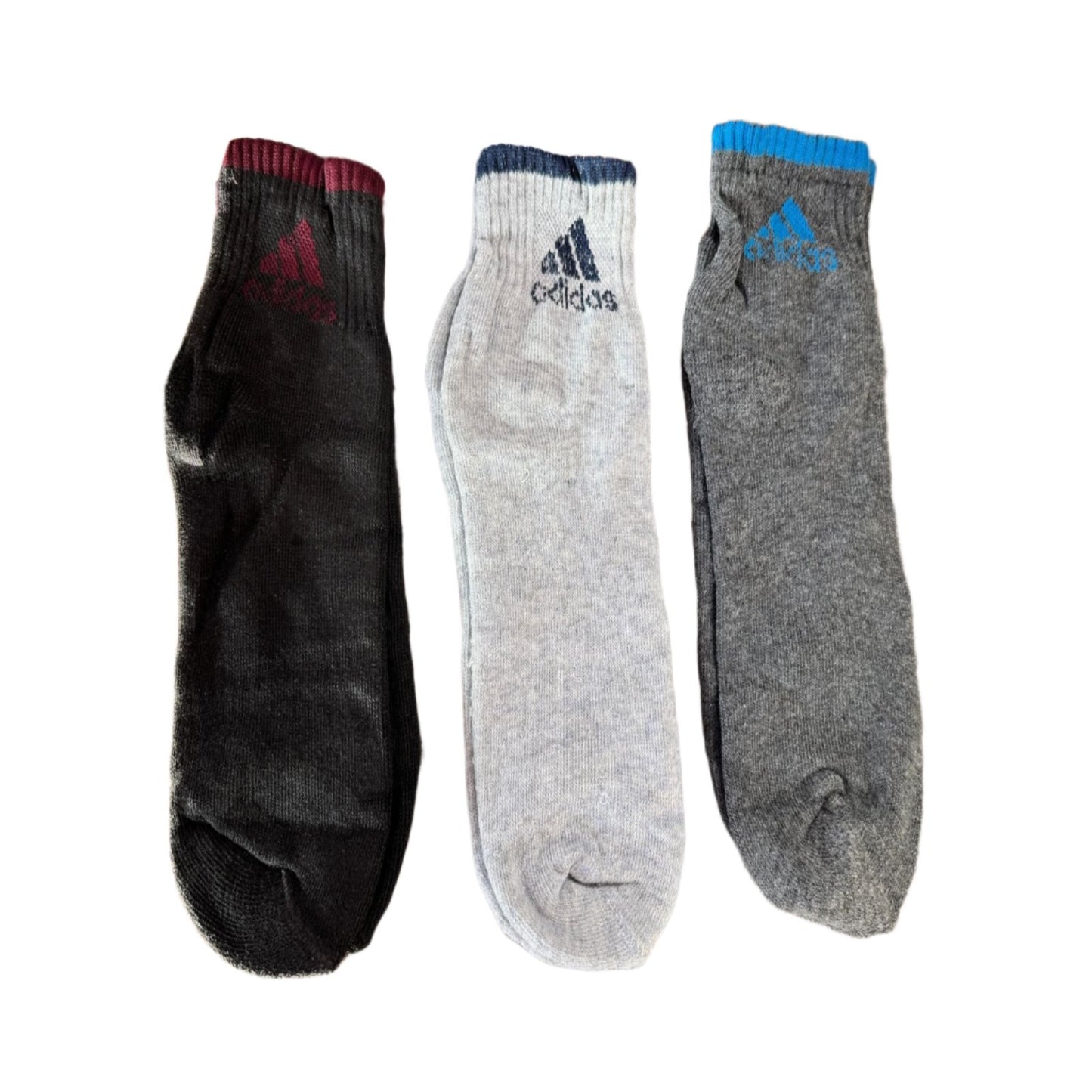 Adidas Socks 3 Colour Pairs Sports Cushion Ankle